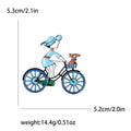 Enamel Girl Bicycle Brooch Dog Basket Purple Blue Pin view 7