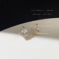 Gold Tone Teardrop Clear Stone Butterfly Stud Earrings view 4