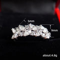 White Metal Marquise Leaf Olive Branch Pave Band Ring Alloy view 5