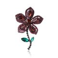 Crystal Flower Stem Brooch Decorative Lapel Pin For Jackets And Scarves view 5