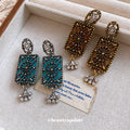 Filigree Rectangle Drop Earrings in Two Colors Statement Jewelry view 4