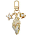 Four Gold Tone Shell Starfish and Pearl-Look Clasp Charms for Accessory Making view 5