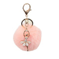 Fluffy Pom Pom Ball Keychain With Rhinestone Angel Charm view 5