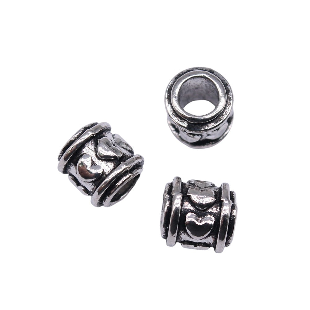 9x9x9mm 1.6g Antique Silver Zinc Alloy Large Hole Barrel Spacer Beads for Bracelet Necklace DIY