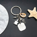 Antique Silver Seahorse Turtle Shell and Message Plaque Keychain view 4