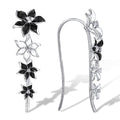 Silver Tone Cascading Enamel Flower Ear Climber Earrings view 2