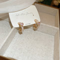 Gold Tone Pink Flower and Pearl Stud Earrings in Two Styles view 6