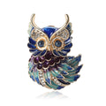 Colorful Enamel Owl Brooch With Faceted Crystals And Polished Metal Details view 5