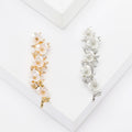 Pearl Blossom Branch Brooch with Five Flowers Decorative Metal Pin view 1