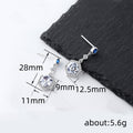 Blue Round Stone and Clear Hexagonal Drop Earrings in Silver Tone view 4