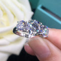 Silver Tone Three Stone Round CZ Ring Engagement Style view 2