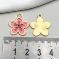 Zinc Alloy Enamel Flower Charm Pendant for DIY Keychain Bracelet Necklace Jewelry