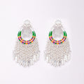 Ten Gold Silver and Color Long Ethnic Tassel Earrings view 5