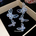 Silver Butterfly Mismatched Earrings With Crystal Accents view 1