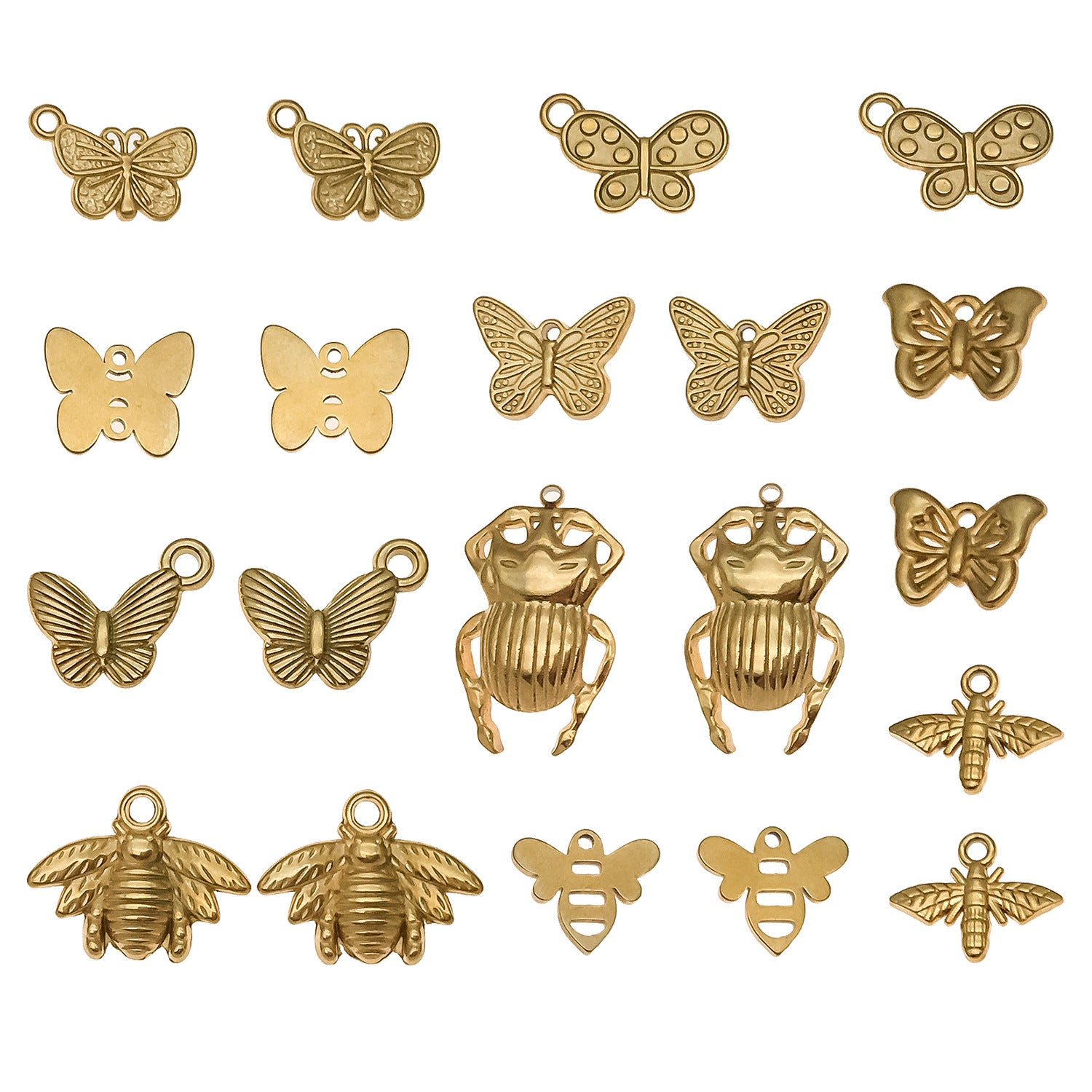 Stainless Steel Bee Butterfly Insect Charm Pendant for DIY Necklace Earrings Keychain