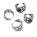 Black Openwork Floral Small Round Adjustable Ring Base view 5