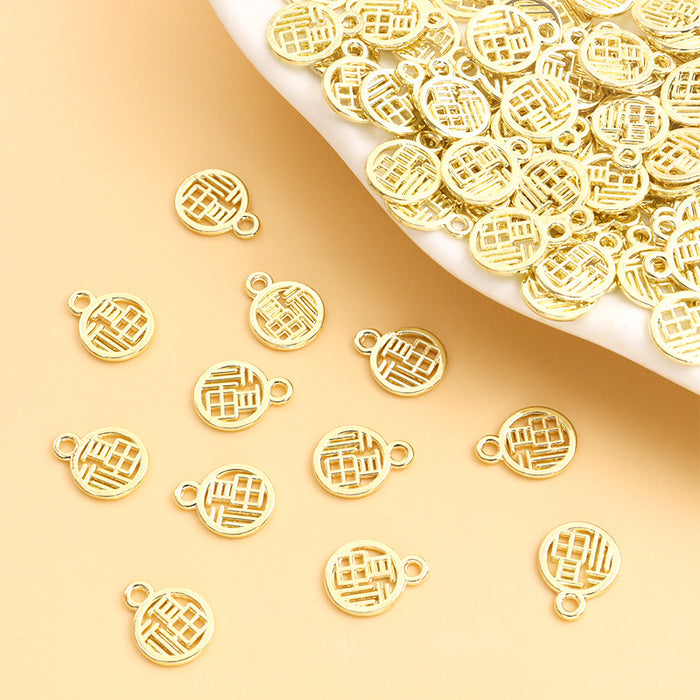 Openwork Chinese Fu Character Gold Tone Alloy Charm Pendant