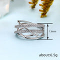 Silver Tone Multi Band Crisscross Clear Stone Ring Sizes 6-10 view 4