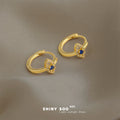 Gold Blue Crystal Evil Eye Mini Huggie Hoop Earrings view 3