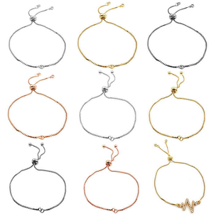 Valentine Metallic Adjustable Bracelet Metal Charms with 5 Listed Options