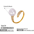 316L Steel Open Rings Flower Ladybug Bell Pearl Five-Stone view 11