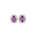 Silver Purple Oval Crystal Halo Cocktail Ring And Studs view 5