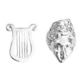 Silver Tone Lyre And Classical Face Asymmetric Stud Earrings view 5