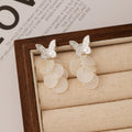 White Butterfly and Translucent Petal Silver Tone Stud Earrings view 4