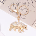 Rhinestone Polar Bear Keychain Gold Silver Metal Charm view 4