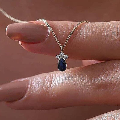 Blue teardrop floral bail pendant necklace product repeat angle