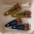 Flocked Velvet Bear Snap BB Hair Clip Green Single view 1