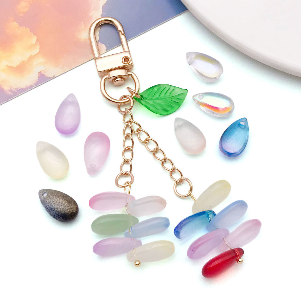 Glass Waterdrop Petal Teardrop Charm Pendant for DIY Hairpin Tassel Earring Jewelry Making
