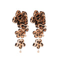 Leopard Print Fabric Petal Cascade Stud Earrings Jewelry Accessory view 5