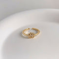 Open Adjustable Gold Tone Openwork Rose Flower Ring view 4