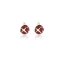 Red Enamel Four Point Star Gold Small Huggie Earrings view 5