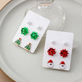 Green Christmas Three Pair Novelty Stud Earring Card Set view 1