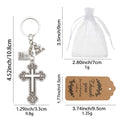 Silver Tone Ornate Cross and Scripture Keychain and Attached Hardware view 3