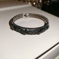 Crystal Open Cuff Bangles Pearl Multi Strand Bracelet view 2