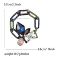 Bow and Chain Brooch in Metal with Geometric Crystal Bow with a Dangling Chain and Pearl view 7