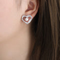 Heart Open Frame Stud Earrings Pearl Center Gold Steel view 7