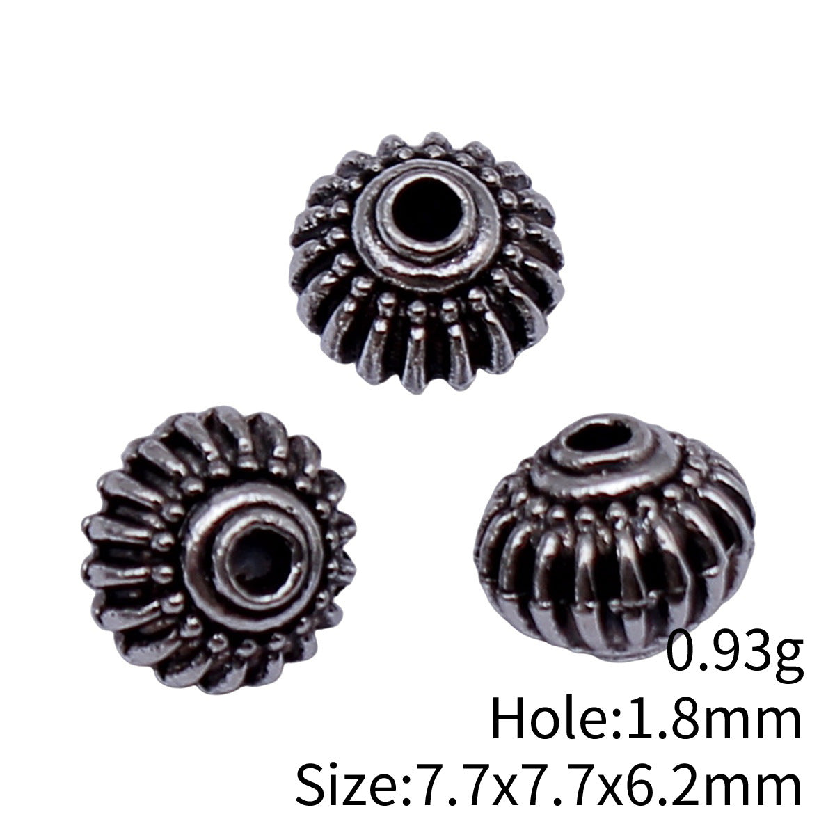 7.7x7.7x6.2mm 0.93g Multicolor Zinc Alloy Round Small Hole Spacer Beads for DIY Bracelet Jewelry Making