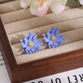 Five Color Layered Daisy Flower Statement Stud Earrings view 8