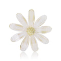 White Acrylic Daisy Brooch With Polished Metal And Sculpted Decorative Details view 1