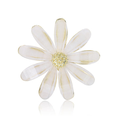 White Acrylic Daisy brooch shown from the front