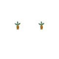 Mini Pineapple Crystal Stud Earrings Yellow Green Gold Tone view 5