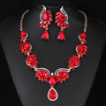 Black Silver Tone Multicolor Crystal Vine Six Designs Metal Necklace and Earring Set view 9