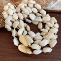 Layered White Shell Chip Statement Necklace with Gold Tone Accent view 6