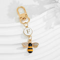 Gold-Tone Rhinestone Bee Keychain with Enamel Letter Charm view 9