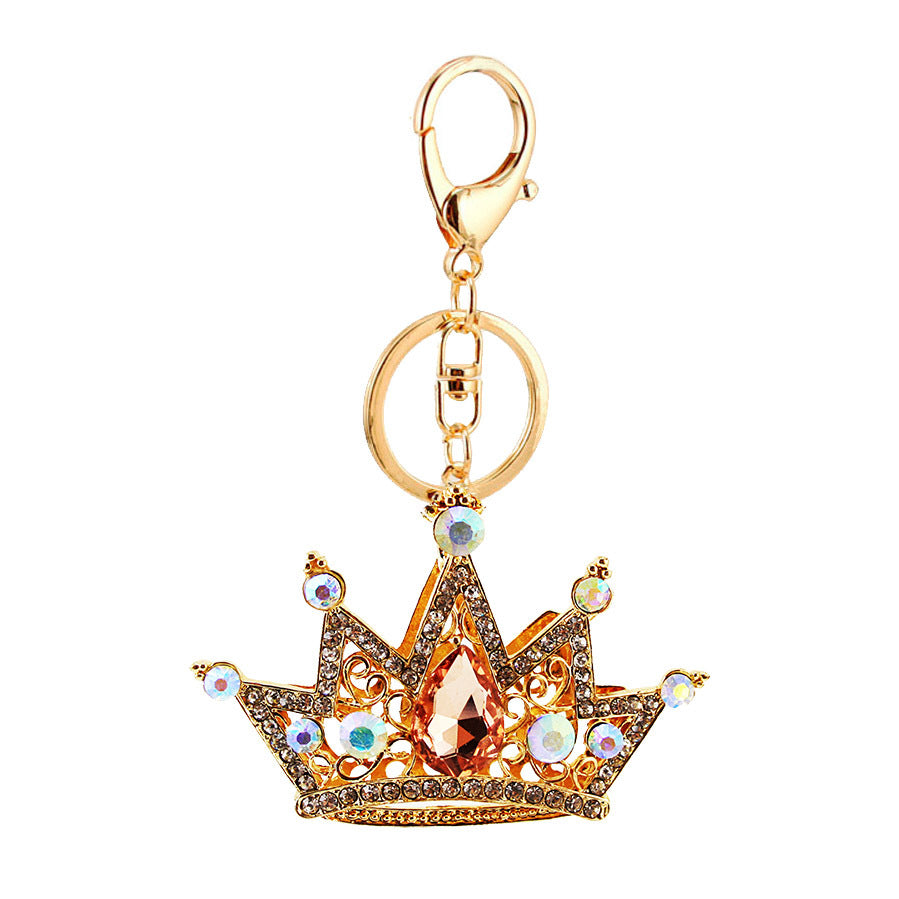 Rhinestone Crown Zinc Alloy Car Keychain and Purse Bag Charm