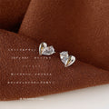 Silver Mini Heart Stud Earrings Clear Stone Metal Half view 4